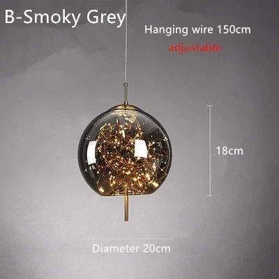 Modern Glass LED Pendant Light – Dimmable Hanging Ceiling Fixture | Luxury Designer Chandelier | Contemporary Home Lighting