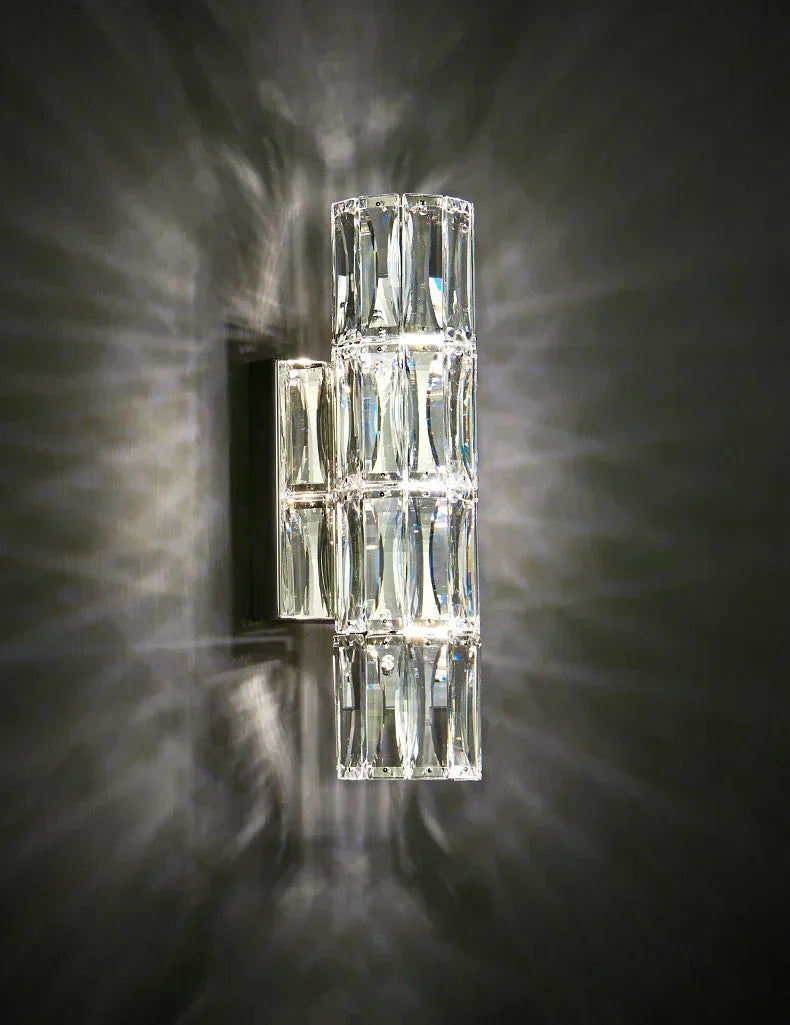 Crystal Luxe LED Wall Light – Stainless Steel Wall Lamp with Clear Glass Shade | Contemporary Ambient Lighting | Elegant Interior Feature