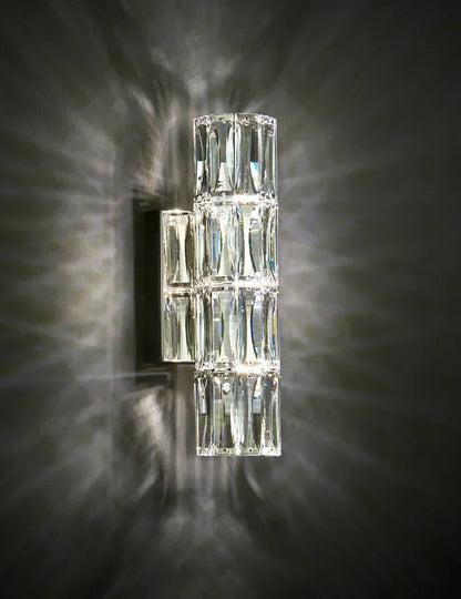 Crystal Luxe LED Wall Light – Stainless Steel Wall Lamp with Clear Glass Shade | Contemporary Ambient Lighting | Elegant Interior Feature
