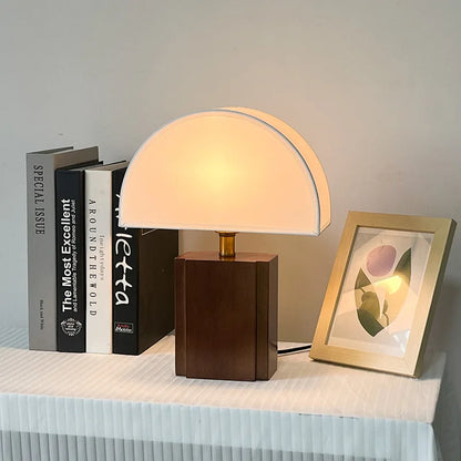 Oakmere Table Lamp – Nordic Wooden Bedside Light | Retro Fabric LED Lamp for Cosy Modern Interiors