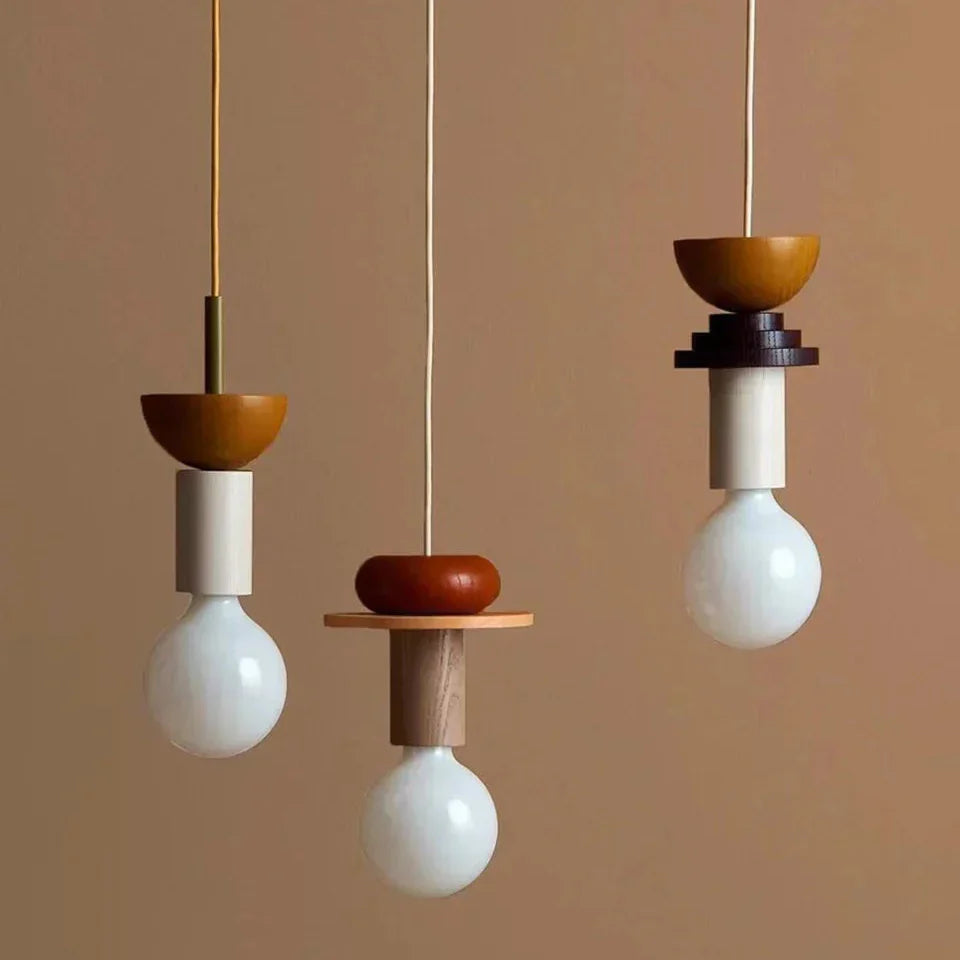Halden Wood Pendant Light – Nordic LED Hanging Lamp | Minimalist Wooden Ceiling Light for Contemporary Interiors