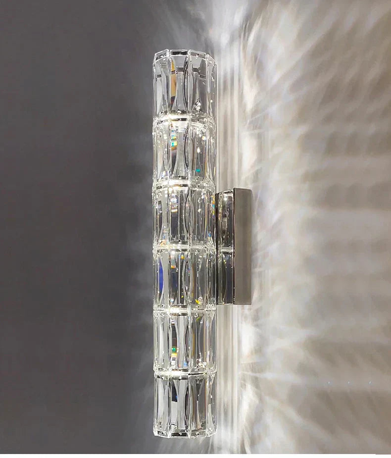 Crystal Luxe LED Wall Light – Stainless Steel Wall Lamp with Clear Glass Shade | Contemporary Ambient Lighting | Elegant Interior Feature