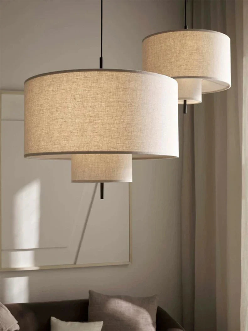 Modern Wabi-Sabi Fabric Pendant Light – Nordic LED Hanging Ceiling Lamp | Soft Ambient Lighting | Premium Designer Fixture