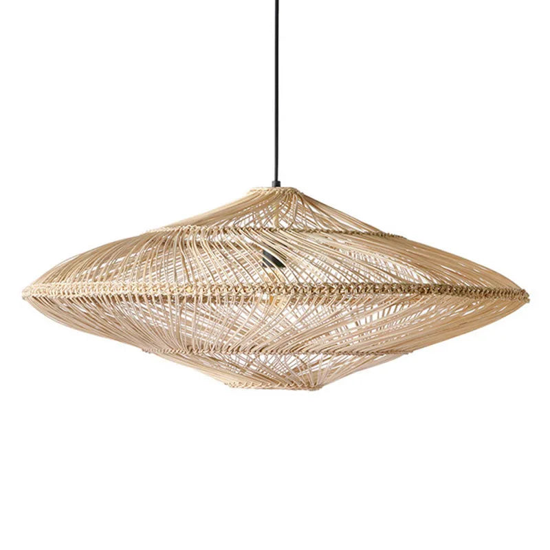 AetherRattan Pendant Light – Wabi-Sabi Rattan Ceiling Lamp | Japanese Nordic UFO Lighting for Elegant Interiors