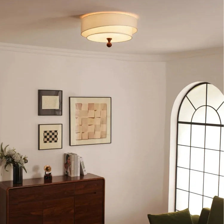 Kaori Ceiling Light – Wabi-Sabi Fabric Flush Lamp | Japanese Minimalist LED Lighting for Calm Interiors
