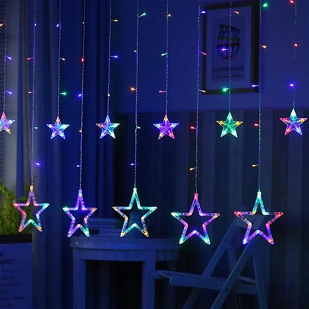 StellaGlow LED Star Icicle Lights – 3.5M Decorative Curtain Lights | Indoor & Outdoor Festive Lighting