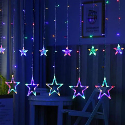 StellaGlow LED Star Icicle Lights – 3.5M Decorative Curtain Lights | Indoor & Outdoor Festive Lighting