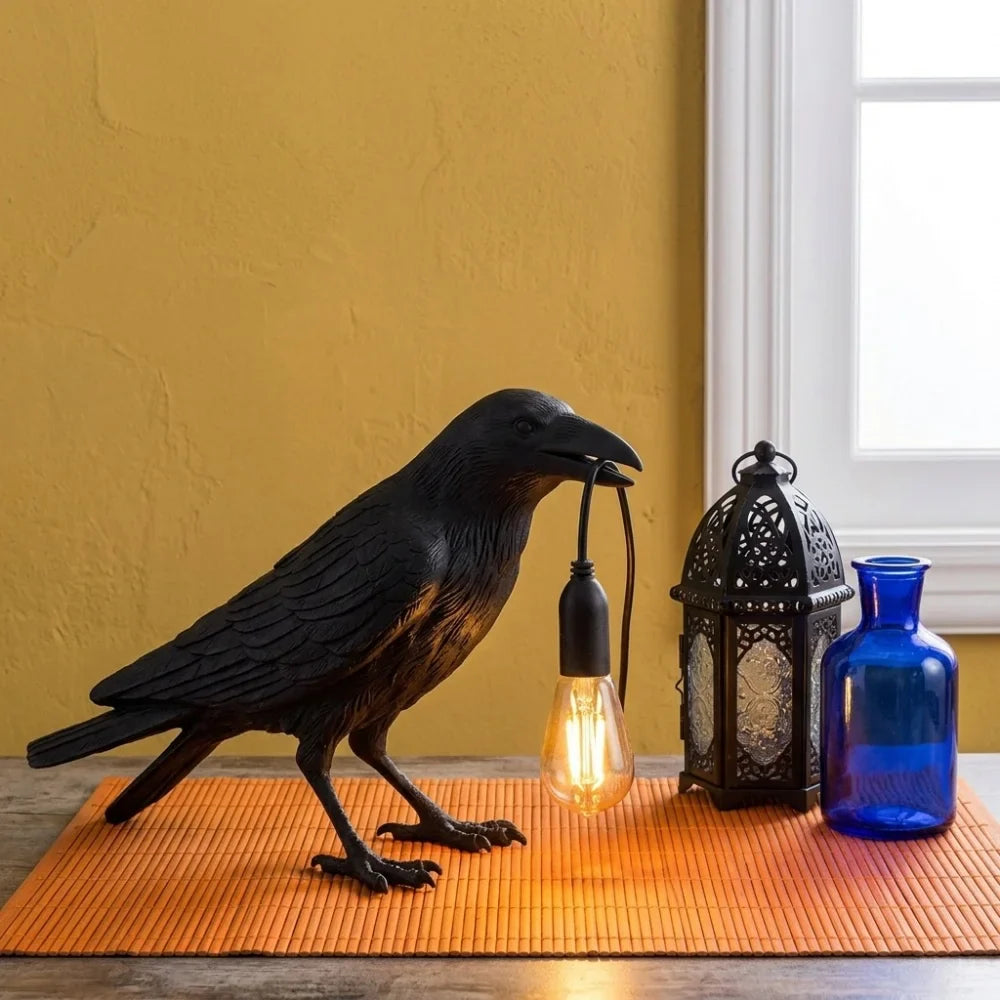Modern Lucky Bird Resin Table Lamp – Creative LED Decorative Light | Contemporary Bedside Lamp | Designer Home Accent