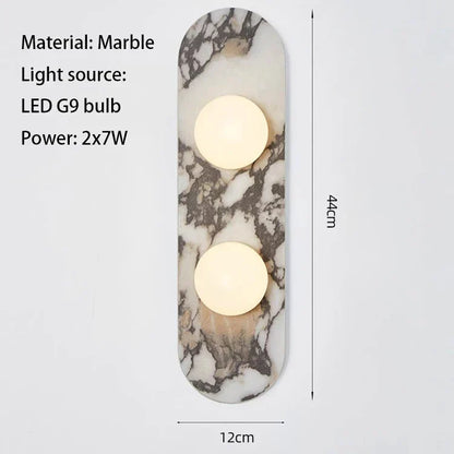 Marble LED Wall Light – Modern Designer Wall Lamp | Luxury Ambient Lighting | Contemporary Stone & Glass Feature
