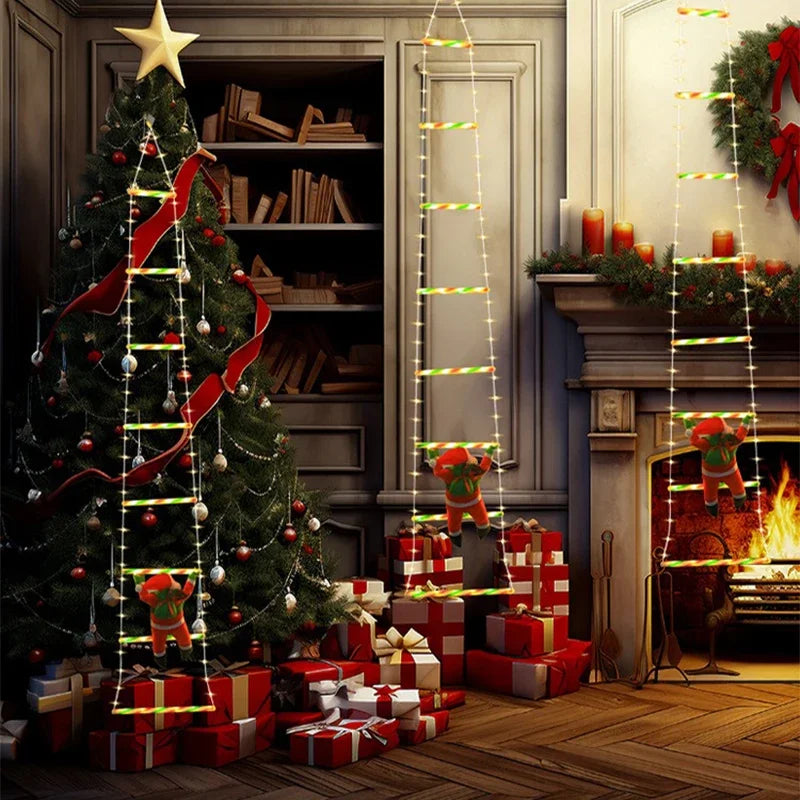 Santa Ladder LED Lights – Climbing Santa Christmas Decoration | USB-Powered Festive Lighting