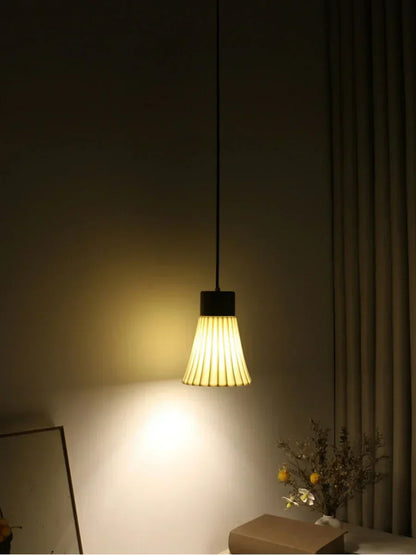 Ceramic & Wood Pendant Light – Modern Nordic LED Hanging Lamp | Natural Contemporary Lighting