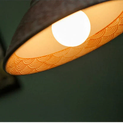 Dark Green Ceramic Pendant Light with Copper Finish – Retro Nordic Ceiling Lamp | Elegant Ambient Lighting