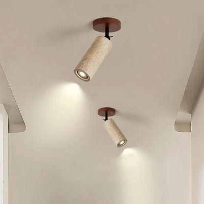 Travero Flush Ceiling Light – Wabi-Sabi Travertine Stone Lamp | Minimalist Natural Lighting for Modern Interiors