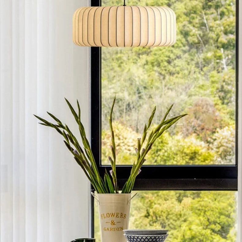 Serenea Silk Pendant Light – Wabi-Sabi Hanging Lamp | Japanese Nordic Ceiling Light for Elegant Interiors