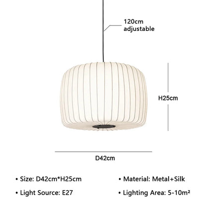 Serenea Silk Pendant Light – Wabi-Sabi Hanging Lamp | Japanese Nordic Ceiling Light for Elegant Interiors