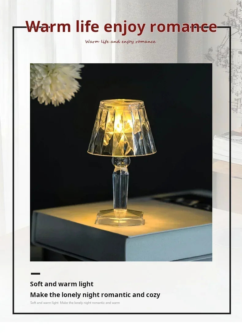 Crystal LED Accent Table Lamp – Colour Changing Touch Night Light | Decorative Bedside Lamp | Elegant Mood Lighting