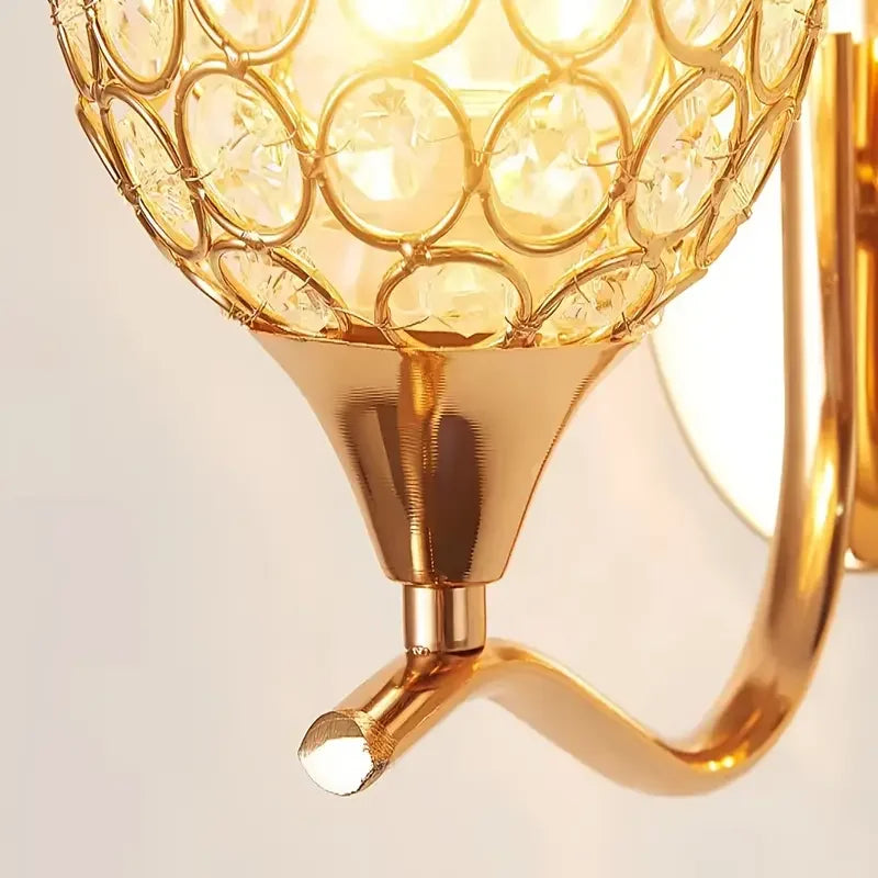 Crystal Wall Light with Gold & Silver Finish – Modern Luxury LED Wall Sconce | Elegant Ambient Lighting