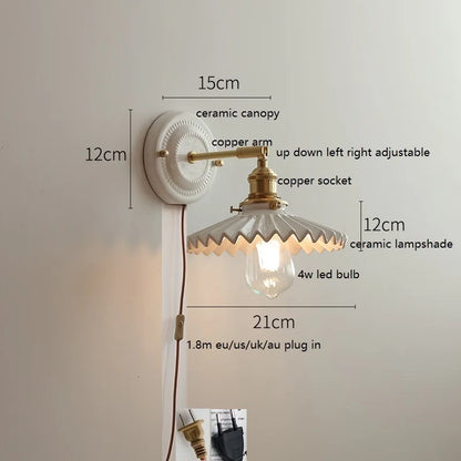 Aurelle Ceramic Wall Light – Adjustable E27 Wall Lamp | Contemporary Copper Lighting | Elegant Interior Illumination