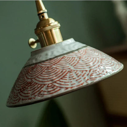 Dark Green Ceramic Pendant Light with Copper Finish – Retro Nordic Ceiling Lamp | Elegant Ambient Lighting