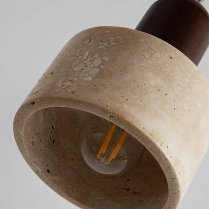 Travertine Stone Pendant Light with Copper Finish – Nordic LED Hanging Lamp | Warm Contemporary Lighting