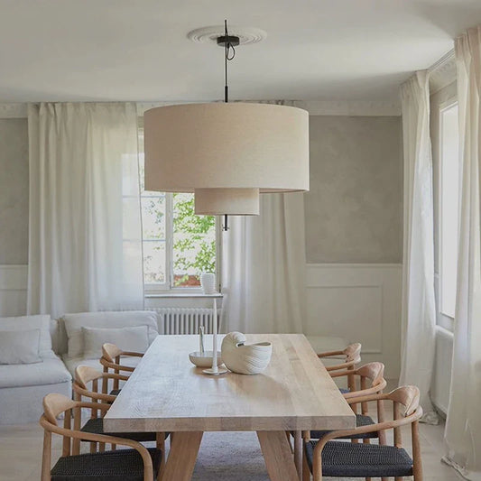Modern Wabi-Sabi Fabric Pendant Light – Nordic LED Hanging Ceiling Lamp | Soft Ambient Lighting | Premium Designer Fixture