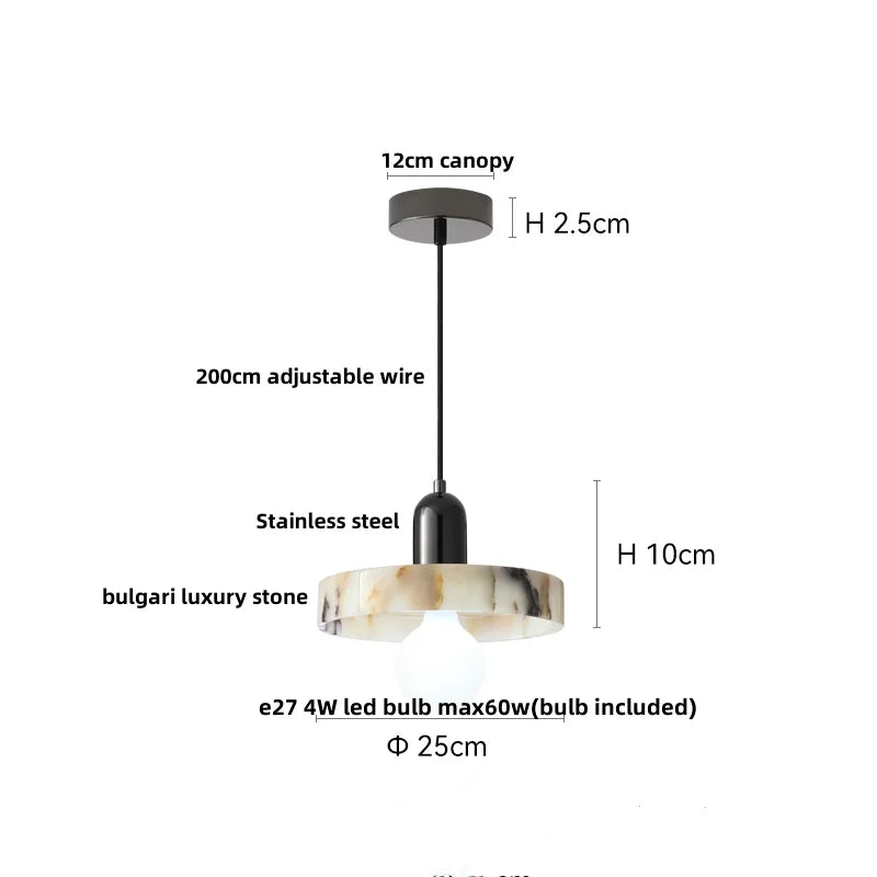 Travertine Stone Pendant Light with Copper Finish – Nordic LED Hanging Lamp | Warm Contemporary Lighting