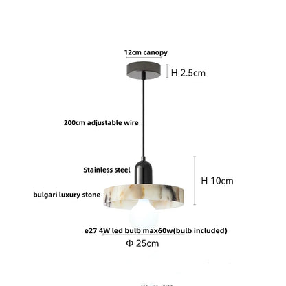 Travertine Stone Pendant Light with Copper Finish – Nordic LED Hanging Lamp | Warm Contemporary Lighting