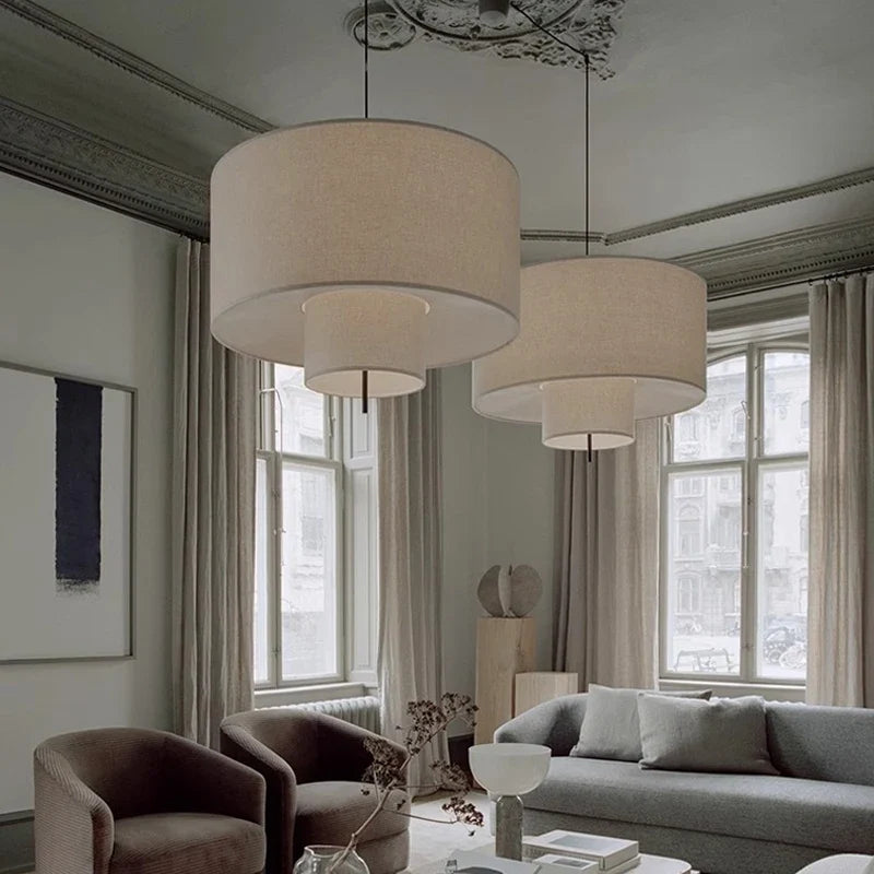 Modern Wabi-Sabi Fabric Pendant Light – Nordic LED Hanging Ceiling Lamp | Soft Ambient Lighting | Premium Designer Fixture