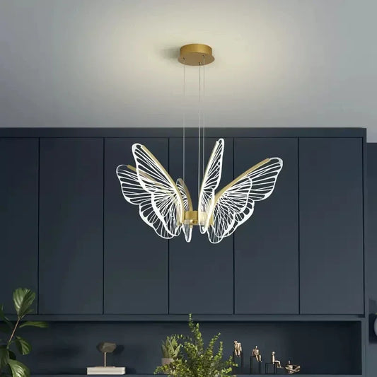 Butterfly Glow LED Pendant Light – Dimmable Designer Ceiling Light | Remote-Controlled Ambient Lighting | Contemporary Luxury Interior Feature