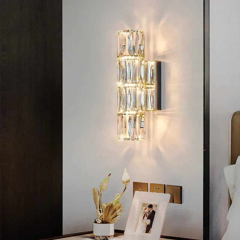 Crystal Luxe LED Wall Light – Stainless Steel Wall Lamp with Clear Glass Shade | Contemporary Ambient Lighting | Elegant Interior Feature