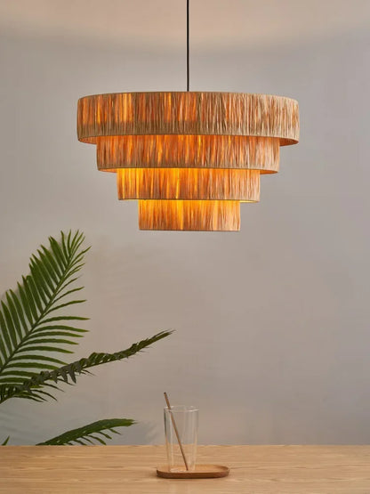 Wabi Sabi Rattan Pendant Light – Handwoven Japanese Ceiling Lamp | Natural Ambient Lighting | Artisan Interior Feature