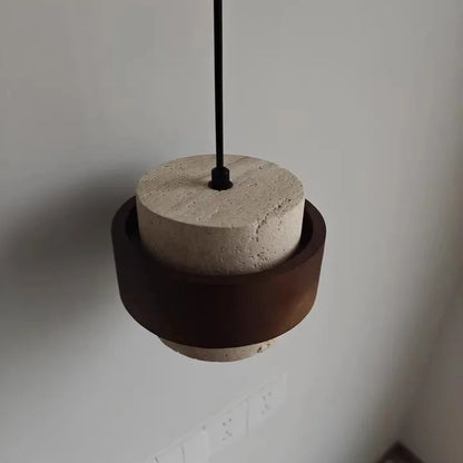 Natural Stone Pendant Light with LED – Modern Minimalist Hanging Lamp | Warm Ambient Interior Lighting