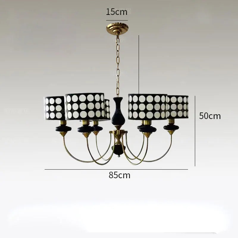 Traditional Copper Chandelier with Fabric Shades – Luxury Classic Ceiling Light | Elegant Ambient Lighting