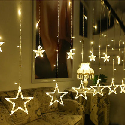 SternGlanz 3.5M LED Star Curtain Lights – 138 LED Christmas Window Lights for Home, Parties & Festive Decorations