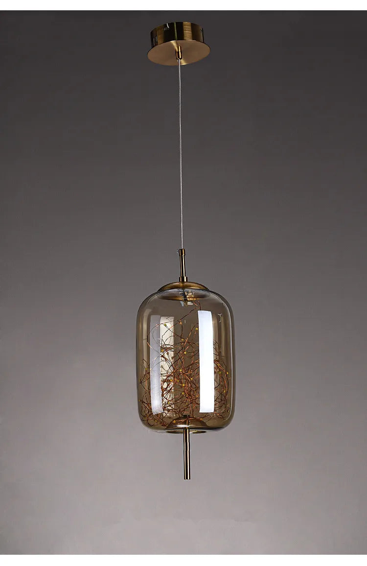 Modern Glass LED Pendant Light – Dimmable Hanging Ceiling Fixture | Luxury Designer Chandelier | Contemporary Home Lighting