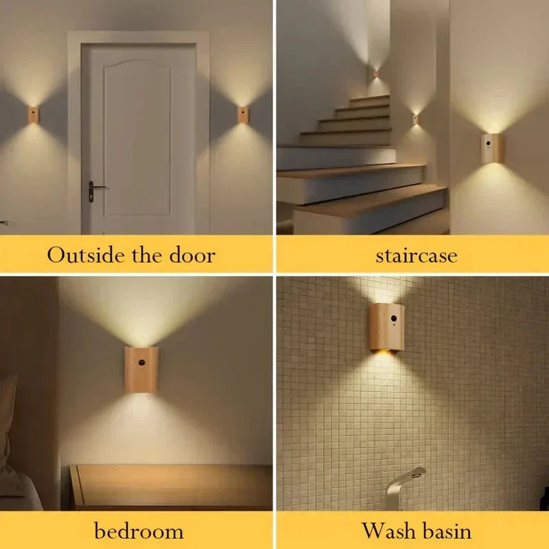 NordVale Sensor Wall Light – Wooden LED Motion Sensor Lamp | Modern Up & Down Ambient Lighting