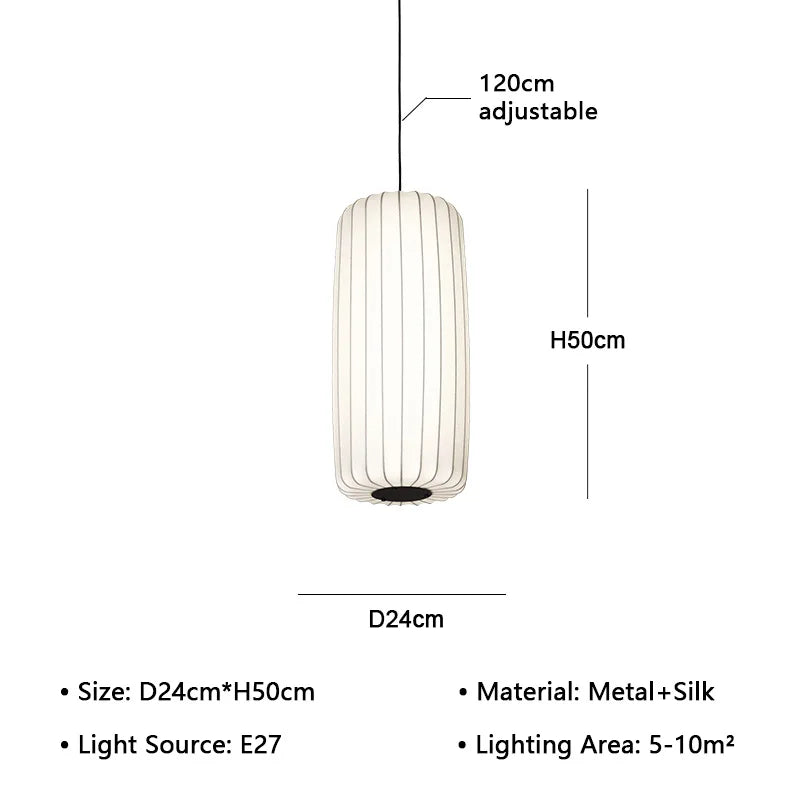 Serenea Silk Pendant Light – Wabi-Sabi Hanging Lamp | Japanese Nordic Ceiling Light for Elegant Interiors