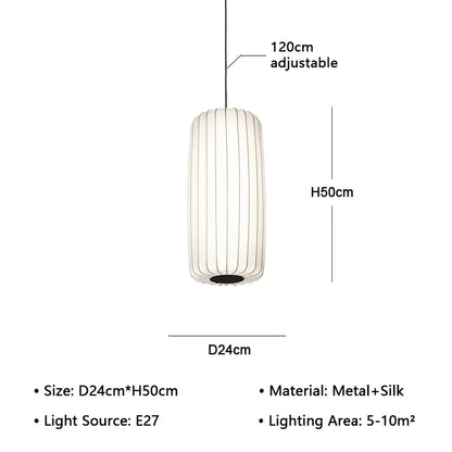 Serenea Silk Pendant Light – Wabi-Sabi Hanging Lamp | Japanese Nordic Ceiling Light for Elegant Interiors