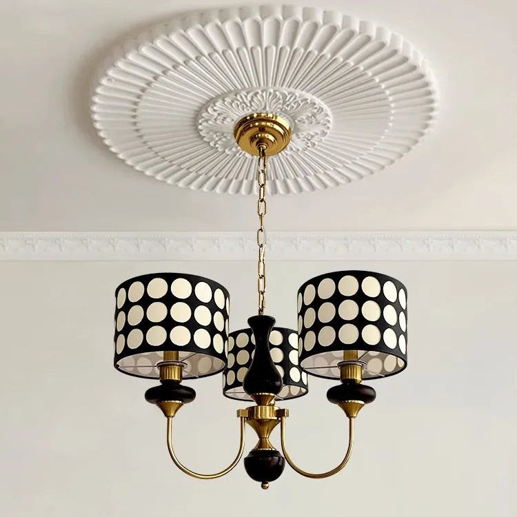 Traditional Copper Chandelier with Fabric Shades – Luxury Classic Ceiling Light | Elegant Ambient Lighting