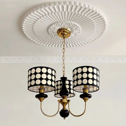 Traditional Copper Chandelier with Fabric Shades – Luxury Classic Ceiling Light | Elegant Ambient Lighting