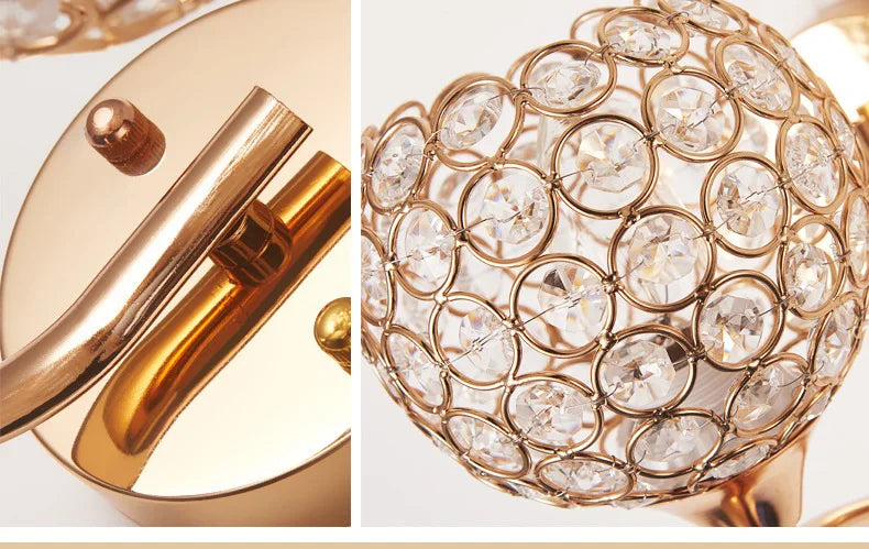 Crystal Wall Light with Gold & Silver Finish – Modern Luxury LED Wall Sconce | Elegant Ambient Lighting