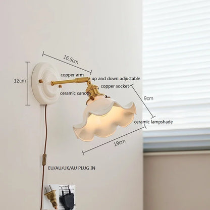 Aurelle Ceramic Wall Light – Adjustable E27 Wall Lamp | Contemporary Copper Lighting | Elegant Interior Illumination