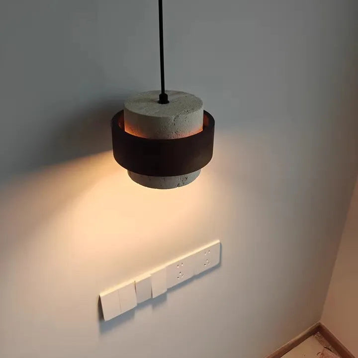 Natural Stone Pendant Light with LED – Modern Minimalist Hanging Lamp | Warm Ambient Interior Lighting