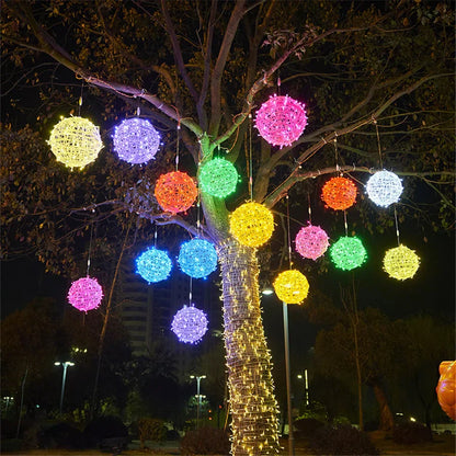 LED Rattan Ball String Lights – Outdoor Fairy Lights for Gardens, Weddings, Patios, Trees & Festive Decorations