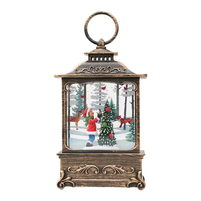 LumiGlobe LED Snow Lantern – Rotating Christmas Lantern with Snow Globe Effect