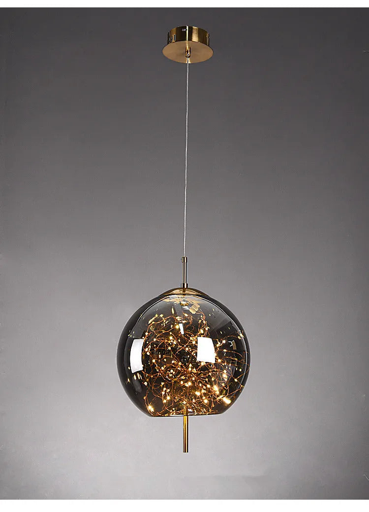 Modern Glass LED Pendant Light – Dimmable Hanging Ceiling Fixture | Luxury Designer Chandelier | Contemporary Home Lighting