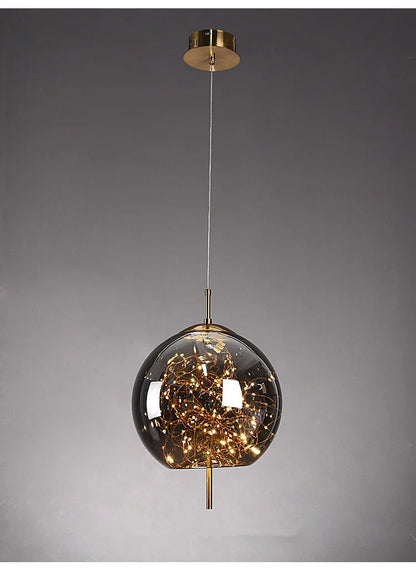 Modern Glass LED Pendant Light – Dimmable Hanging Ceiling Fixture | Luxury Designer Chandelier | Contemporary Home Lighting