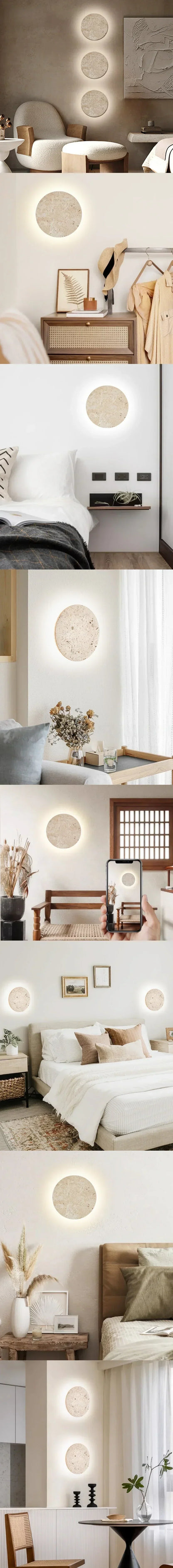 Travertine Stone LED Wall Light – Modern Luxury Wall Sconce | Warm Ambient Interior Lighting