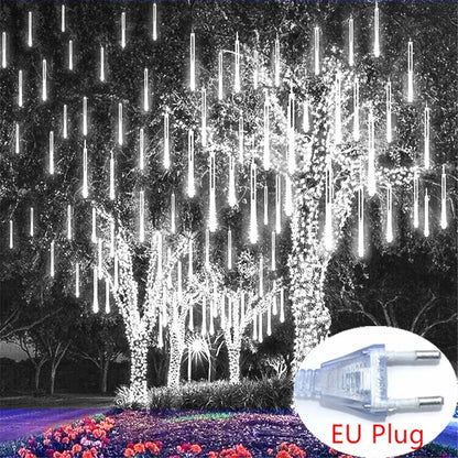 SternFall 50cm LED Meteor Shower String Lights – 8-Tube Falling Rain Lights for Outdoor Christmas & Garden Decoration