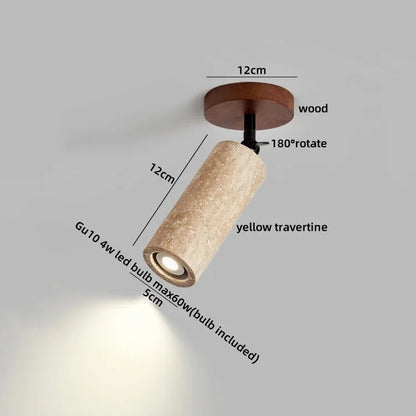 Travero Flush Ceiling Light – Wabi-Sabi Travertine Stone Lamp | Minimalist Natural Lighting for Modern Interiors